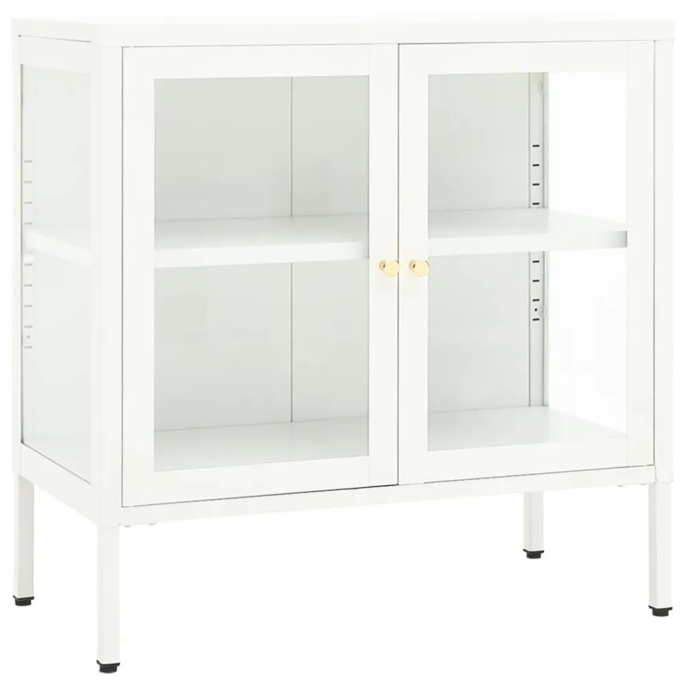 Aparador 70x35x70 cm vidro e ço branco