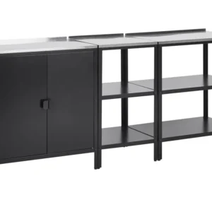 3 Piece Outdoor 2 Kitchen Islands and Cabinet Set Negro VILAMA
