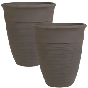 Conjunto de 2 vasos para plantas em pedra castanha 50 x 50 x 58 cm KATALIMA para Plantas Suculentas