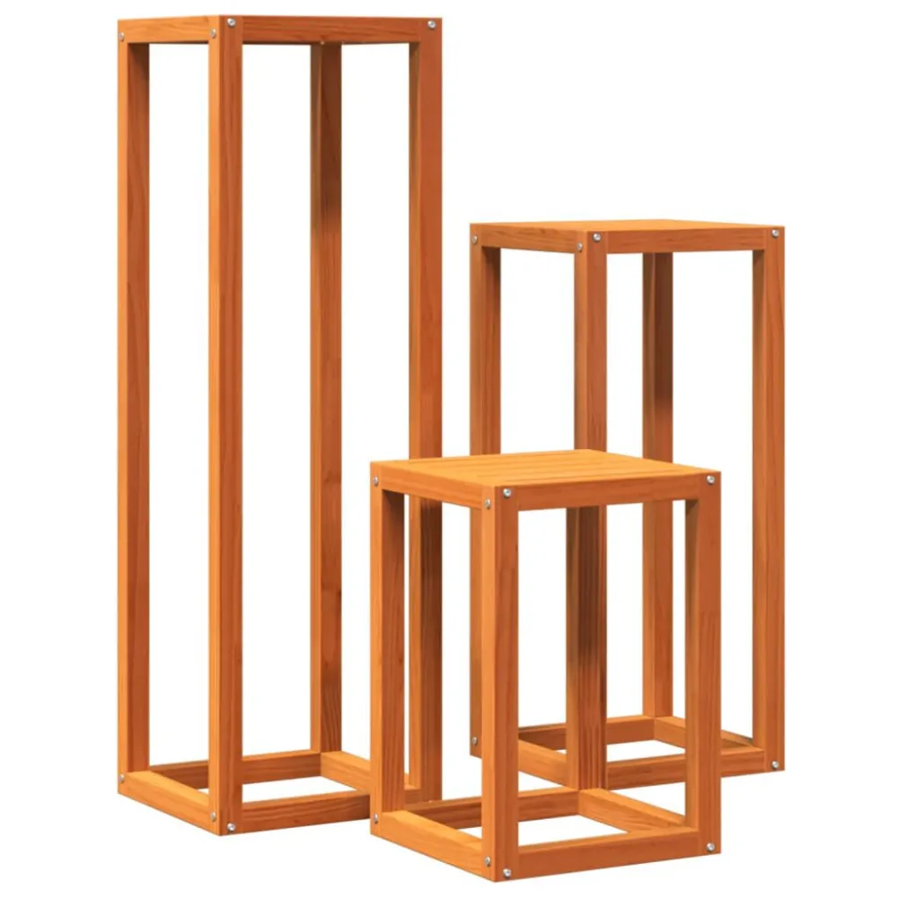Prato Coletor Suportes para vasos 3 pcs madeira de pinho maciç castanho-mel