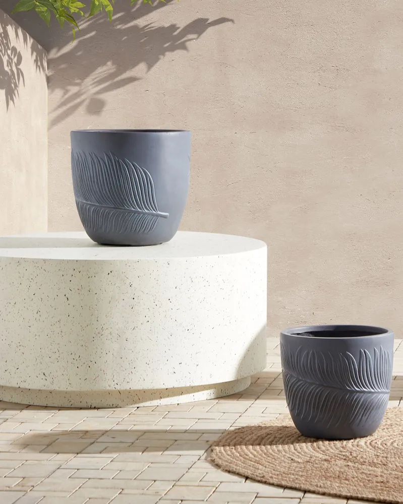 Flower Pot Fibre Clay 35 x 35 x 33 cm Grey FTERO