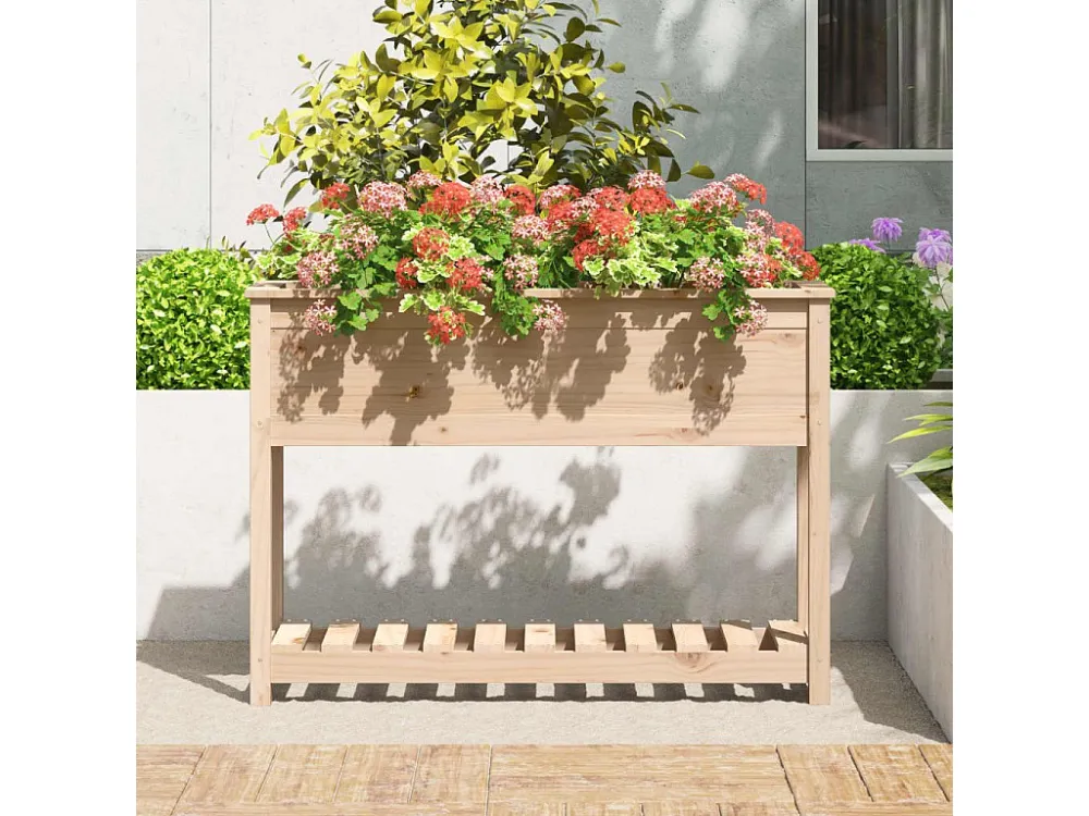 Jardineira de Parede Vaso/floreira com prateleira 111,5x34,5x81 cm pinho maciço