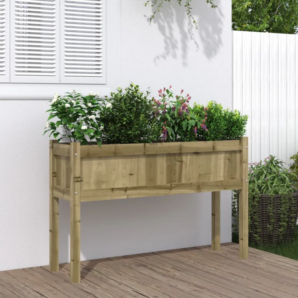 Vaso Autoirrigável Vaso/floreira de jardim com pernas 110x31x70 cm pinho impregnado