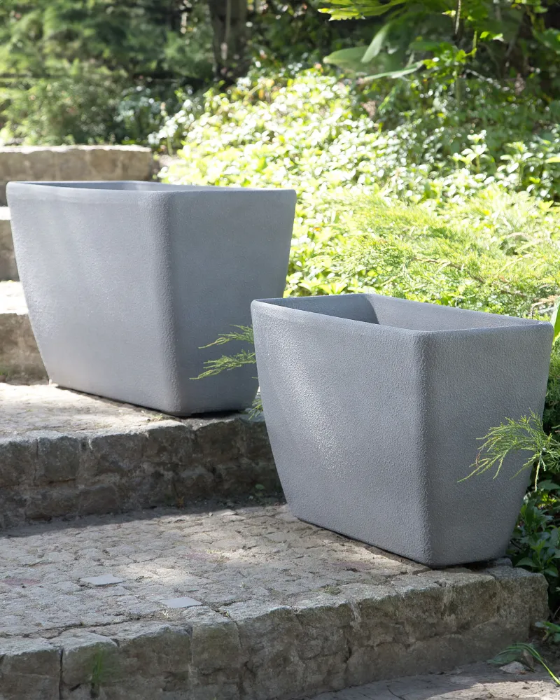 Vaso para plantas em pedra cinzenta clara 74 x 32 x 45 cm BARIS para Varandas e Sacadas