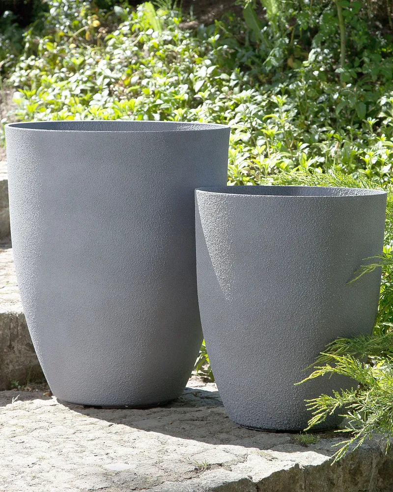Vaso para plantas em pedra cinzenta 35 x 35 x 42 cm CROTON Kit de 3 Tamanhos