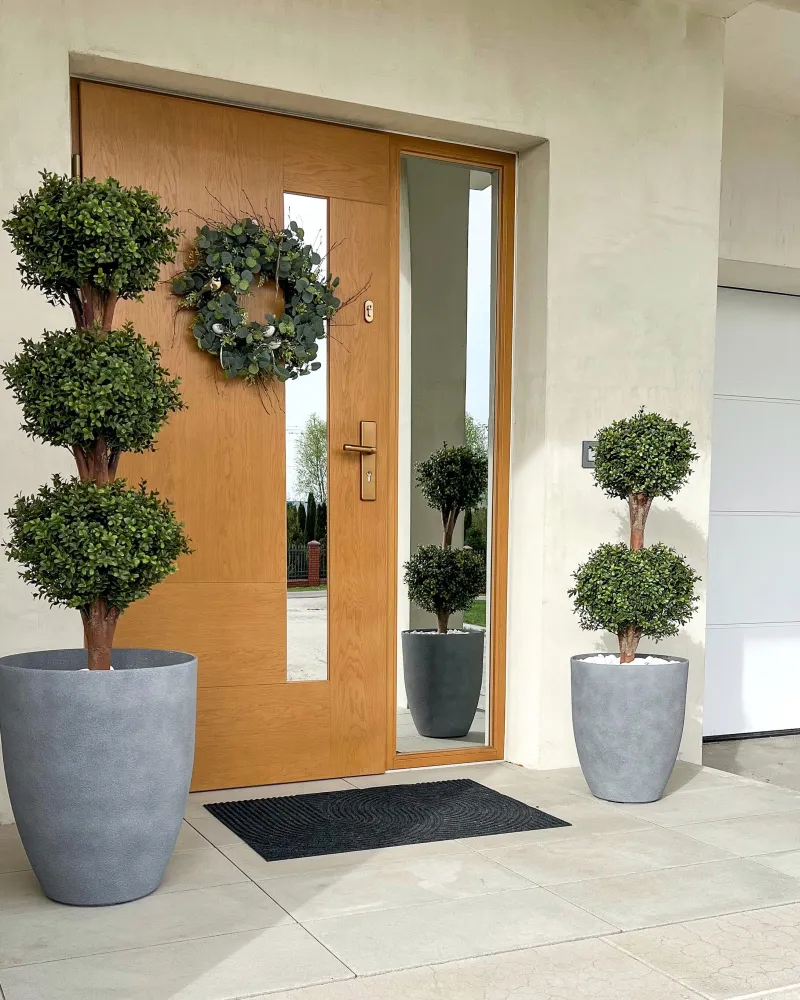 Vaso para plantas em pedra cinzenta 35 x 35 x 42 cm CROTON Kit de 3 Tamanhos