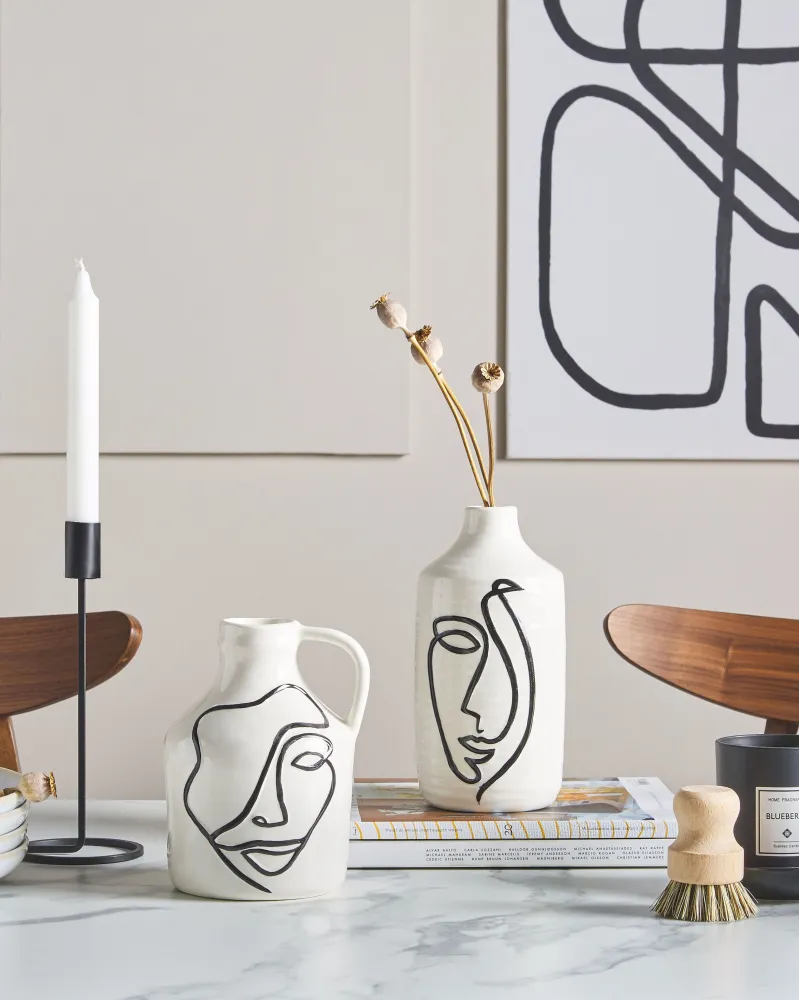 Premium Decorativo Flower Vase AGRINION Handmade Argila White