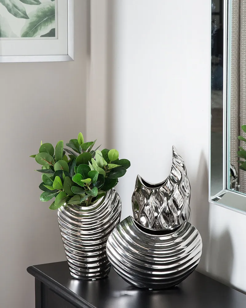 Vaso Suspenso Jarro decorativo HALUZA Cerâmica Prateado