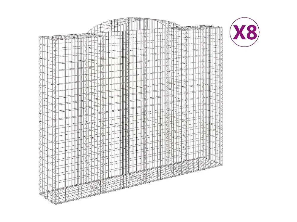 Cestos gabião arqueados 8peças 300x50x220/240cm ferro galvanizado Clicnbuy