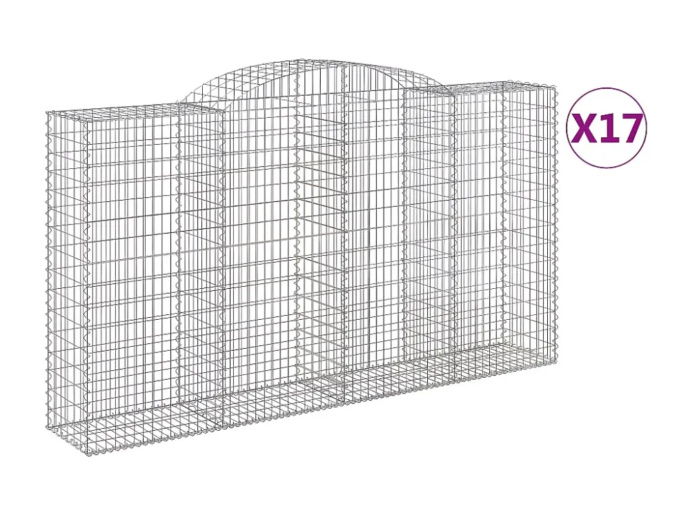 Cestos gabião arqueados 17 peças 300x50x160/180 ferro galvanizado Clicnbuy
