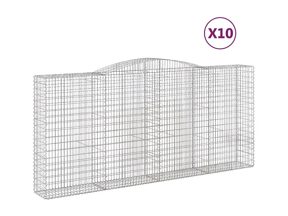 Cestos gabião arqueados 10 peças 400x50x180/200 ferro galvanizado Clicnbuy