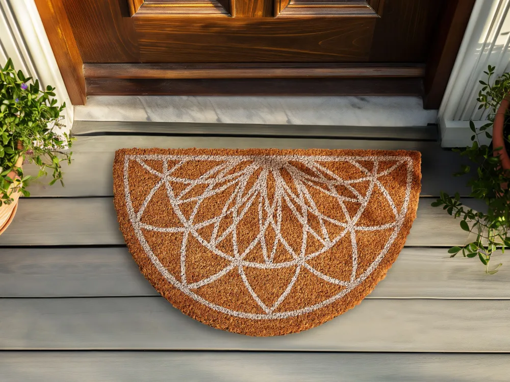 Coir Doormat Half-Round Geometric Pattern Orgânico KINABALU