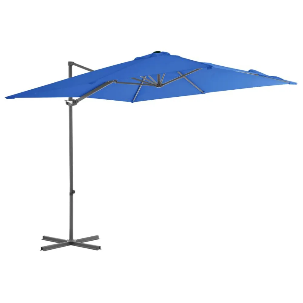 Guarda-sol cantilever com poste de ço 250x250 cm azul ciano Fácil de Montar