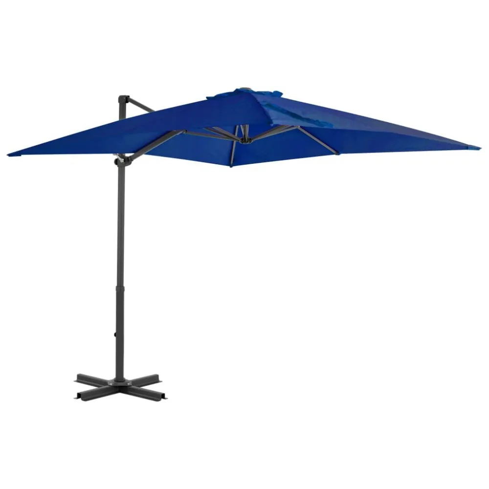 Guarda-sol cantilever com poste alumínio 250x250 cm azul ciano Diâmetro 3 Metros