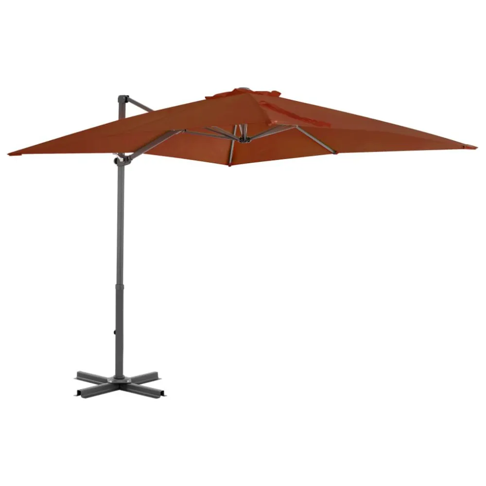 Guarda-sol de jardim cantilever com poste de alumínio terracotta Diâmetro 3 Metros
