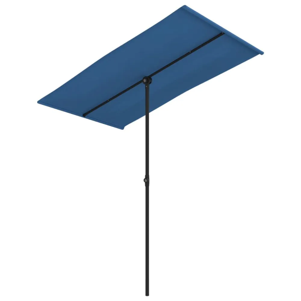 Guarda-sol de jardim com poste alumínio 180x110 cm azul-ciano com Sistema de Rotação 360°