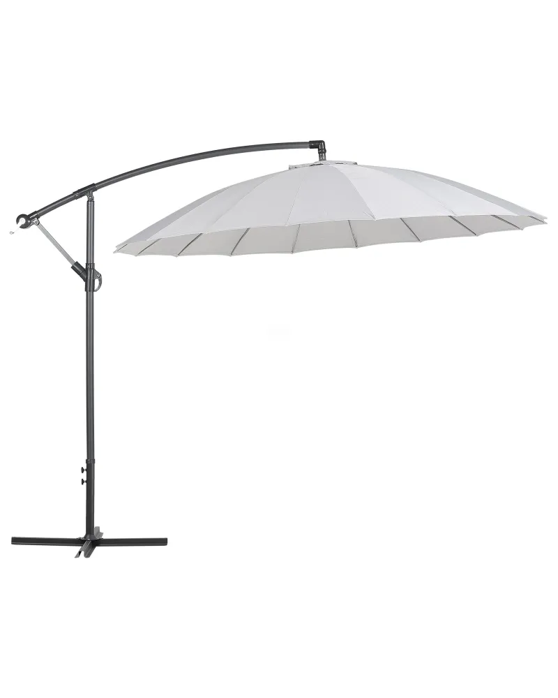 Sombreiro de Parede Guarda-Sol de jardim de alumínio ⌀ 268 cm cinzento nítido CALABRIA II