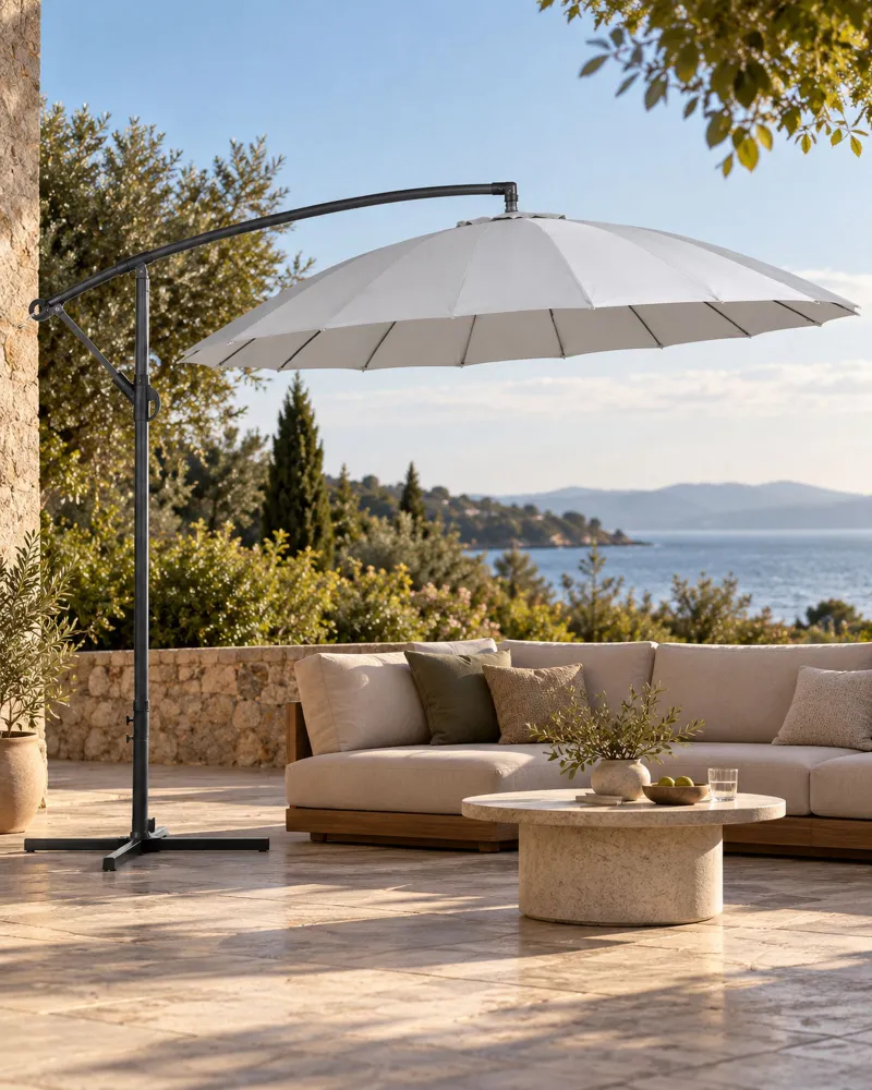 Sombreiro de Parede Guarda-Sol de jardim de alumínio ⌀ 268 cm cinzento nítido CALABRIA II