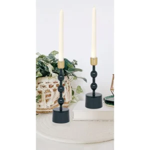 Castiçal, porta-velas em alumínio esmaltado .26,5 cm azul-esverdeado PARINA