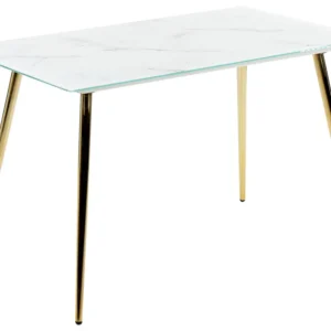 Cristal Top Dining Table 120 x 70 cm Marble Effect and Gold MULGA