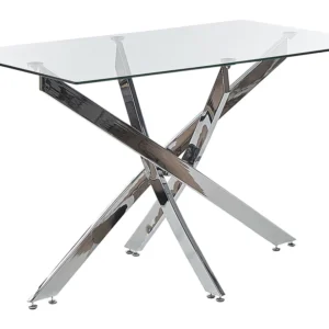 Cristal Top Dining Table 120 x 70 cm Silver MARAMO