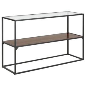 Glass Top Console Table Dark Wood and Black TAOS