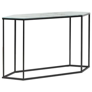 Glass Top Console Table Marble Effect White Black PERRIN