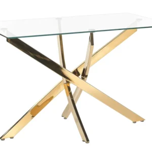 Glass Top Dining Table 120 x 70 cm Gold MARAMO