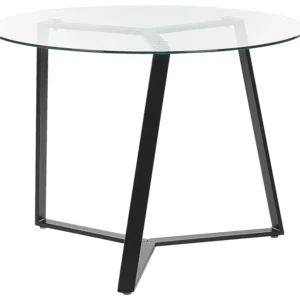 Glass Top Round Dining Table ⌀ 100 cm Black KEBRI