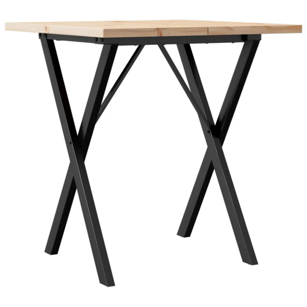 Mesa de jantar estrutura em X 70x70x75,5 cm pinho/ferro fundido
