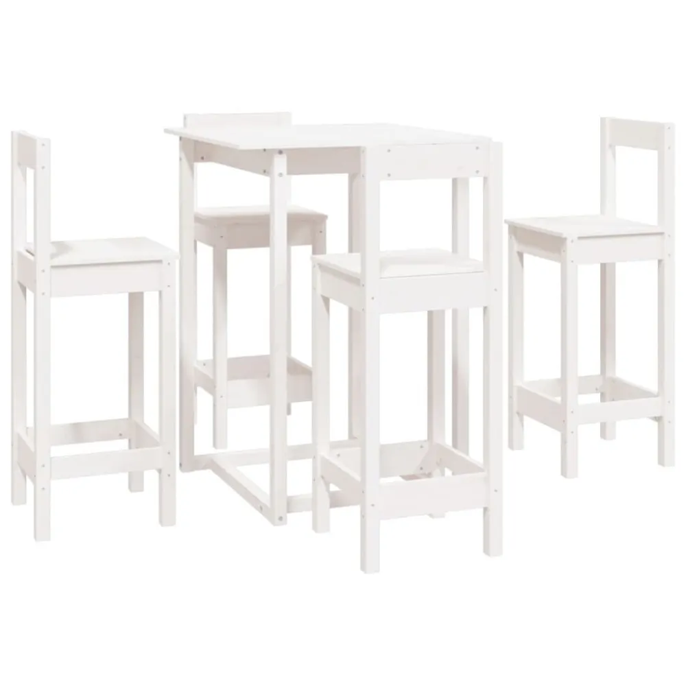 5 pcs conjunto de bar pinho maciço branco